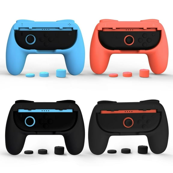 4 Pack Grips Set Compatible with Switch 2 Joy-Con with 12 Thumb Grip Caps, NS Switch 2 Accessories, Idear for Multiplayer Gaming, Ergonomic Design Reduces Hand Fatigue