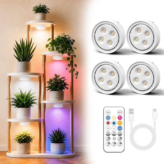 Grow Light for Indoor Plants, Rechargeable Grow Lights for Indoor Plant Full Spectrum, Wireless Plant Growth Lights for Indoor with Timer & Remote, Stepless Dimming