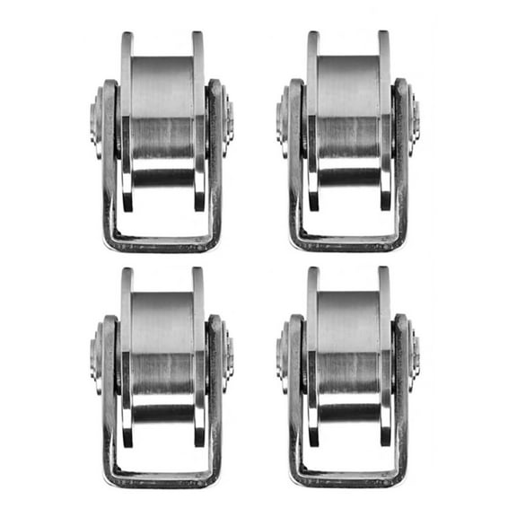 4 Pack H Groove Wheel 3 Inches Sliding Gate Wheels Stainless Steel Caster Plate Rollers Double Bearing for Driveway Swing Sliding Gate