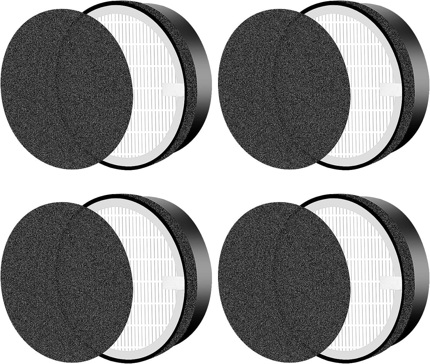 4-Pack H13 True HEPA Replacement Filters, Compatible with Levoit LV-H132 Air Purifier, 3-in-1 Filtration with Activated Carbon, Part LV-H132-RF
