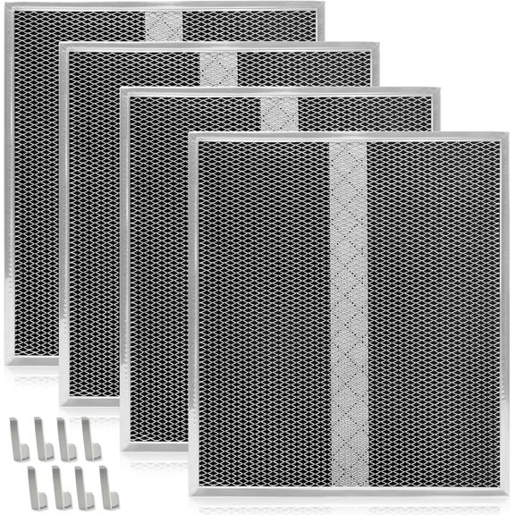 4 Pack HPF30 Ran Hood Non-Ducted Charcoal Filter Compatible with Ran Hood Filter S97020466 Type XC with Clips14.6" X 12.9"