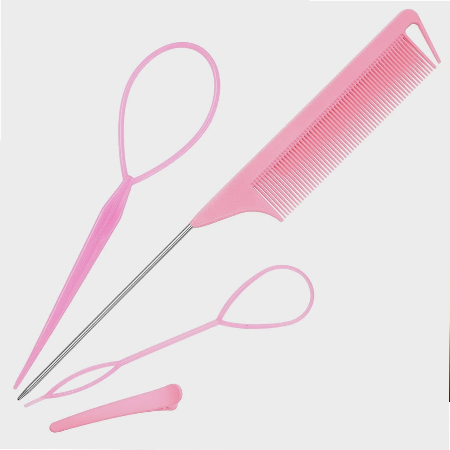 Hair Loop 4 Pack Hair Loop Tool Set with 2 pcs French Braid Tool Loop,1 pcs rat ...