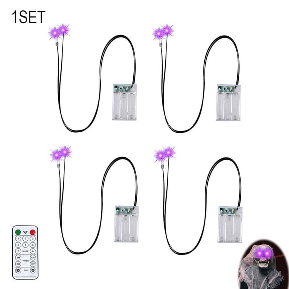 4-Pack Halloween LED Glowing Eyes Lights with Remote Control, Skeleton Eye Lights with 8 Modes and Timer for Masks, Costumes and Party Decor