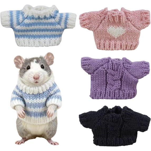 4 Pack Hamster Cute Clothes Small Animal Sweaters for Most Pets Cute Mini Rat Holiday Costume Party Clothes