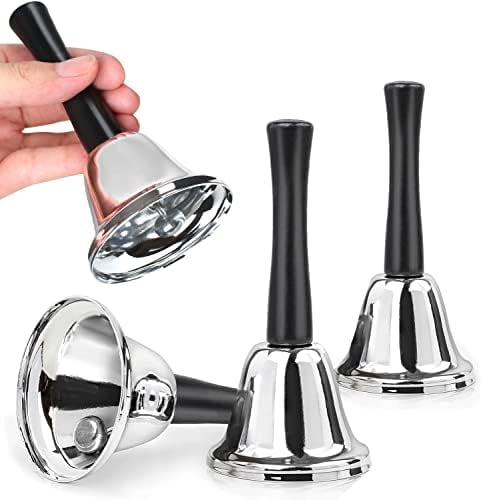 4 Pack Hand Bell, Silver Steel Bell, Ringing Bell with Handle, Dinner ...