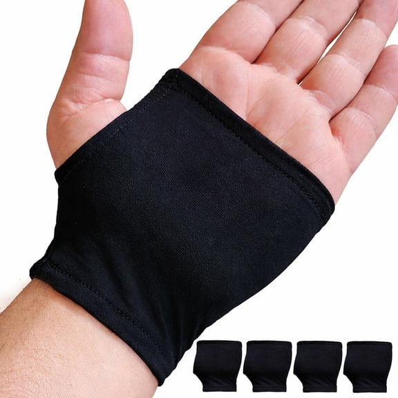 4-Pack Hand Therapy Liners, Wrist & Forearm Support, Wear Alone and Under Braces (Short Large)