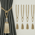 4 Pack Hand-Woven Curtain Tiebacks with Crystal Tassels, Decorative ...