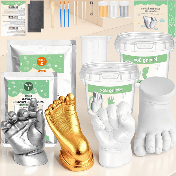 4 Pack Hand and Foot Casting Kit, Plaster Mold Set for Newborns 0-9 Months, DIY