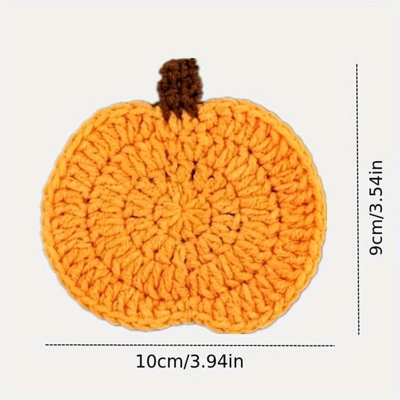 Handmade Crochet Pumpkin Coasters, Rustic Summerween Coasters Set, Absorbent Cotton Drink Mats for Halloween & Thanksgiving Table Decor