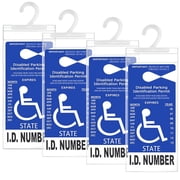 4 Pack Handicap Parking Permit Placard Holder, Protector Sleeve with Rearview Mirror Hook, 10.6 x 5 Inch