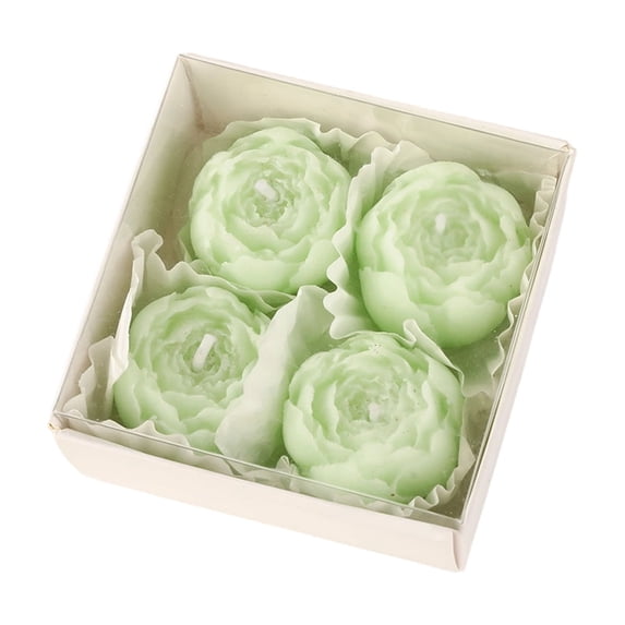 4 Pack Handmade Scented Rose Candles - Green With Sea Salt & Sage Fragrance, 4*Candle Set With Rose Shape Design - For Home Decor, Relaxation, Gifting, S, Teens