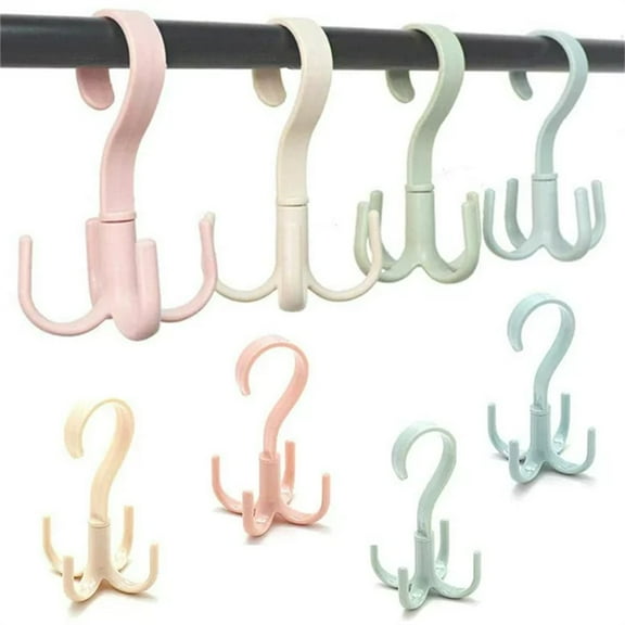 4 Pack Hangers for Closet 360 Degree Rotatable, 5.5 Inches Size Twirl Stackable Hooks Tie Racks for Scarves Belts Ties Clothes Bags Shoes Scarf Closet Organizer Closet Storage by NOGIS