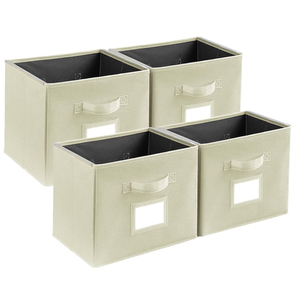 4 Pack Hanging File Box for Letter Size Documents, File Storage Organizer with Plastic Rails and Reinforced Cardboard, Collapsible Filing Box