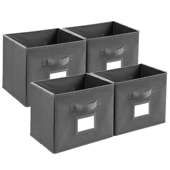 4 Pack Hanging File Box for Letter Size Documents, File Storage Organizer with Plastic Rails and Reinforced Cardboard, Collapsible Filing Box
