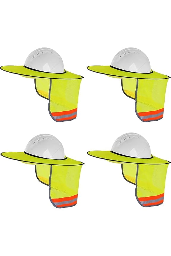 4 Pack Hard Hat Sun Shade - Full Brim Mesh Sun Shield with Reflective Strip Visor
