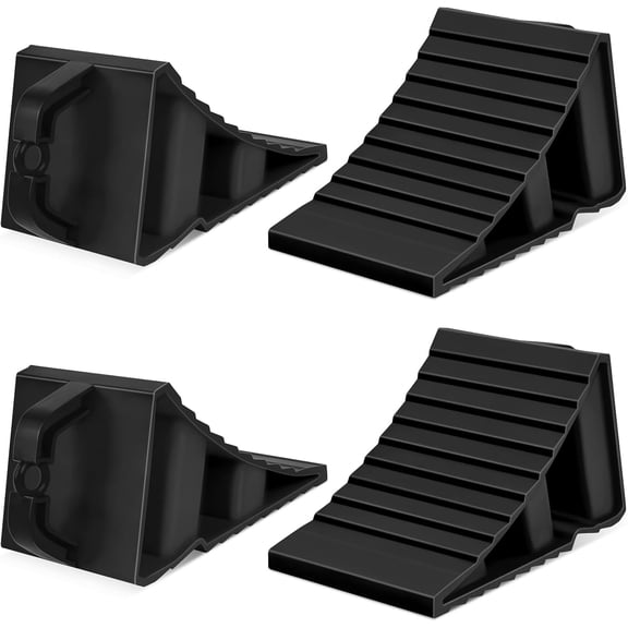 4-Pack Hard Plastic RV Wheel Chocks with Handles for Easy Removal & Durable and Non-Slip, Suitable Tire Chock on Ramps, Workshops Uneven Ground