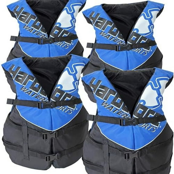 4 Pack Hardcore Coast Guard Type III PFD for Adults; Life Jacket Paddle Vest for Adults; Life Vest Flotation Device; Jet ski, Wakeboard, Kayak; Extra Life Jacket for Pontoon Boat