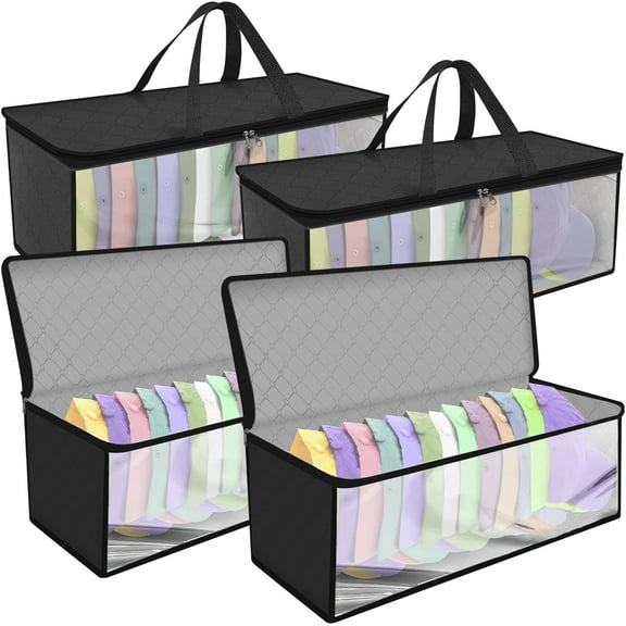 4 Pack Hat Storage Bag for Baseball, Caps Hat Organizer Case Hat Holder Rack with 5 Carry Handles for Closet Moisture & Dust Proof Holds Up to 40 Hats