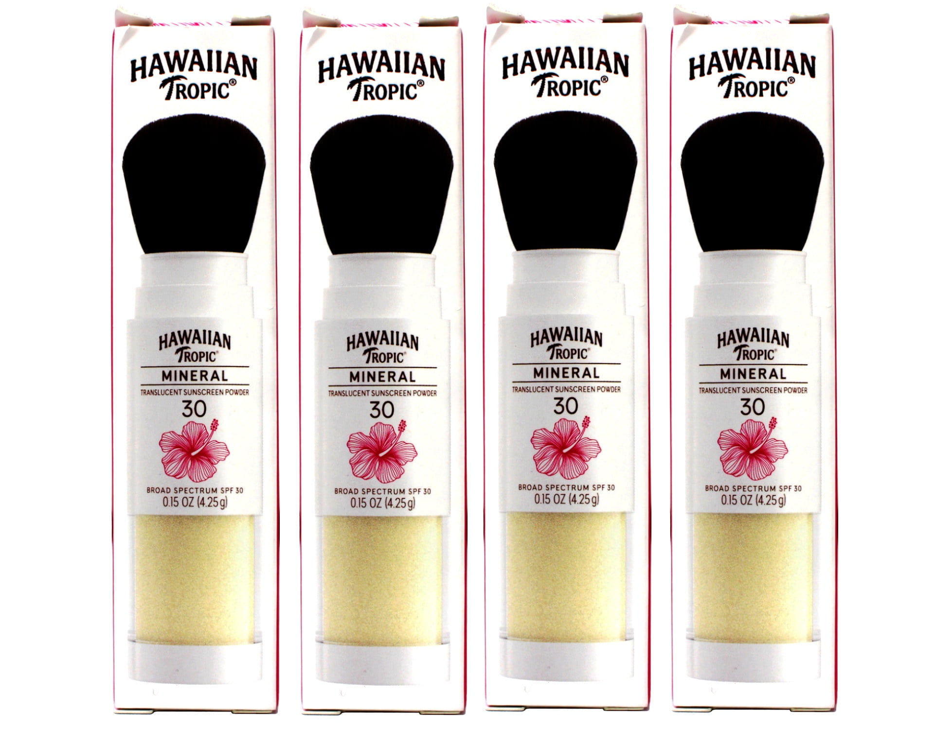 4 Pack - Hawaiian Tropic Mineral Skin Nourishing Sunscreen Powder Brush - SPF 30 - 0.15oz
