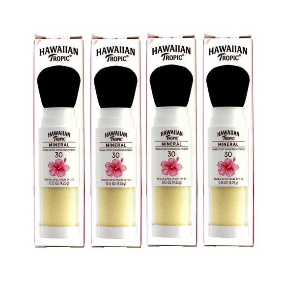 4 Pack - Hawaiian Tropic Mineral Skin Nourishing Sunscreen Powder Brush - SPF 30 - 0.15oz