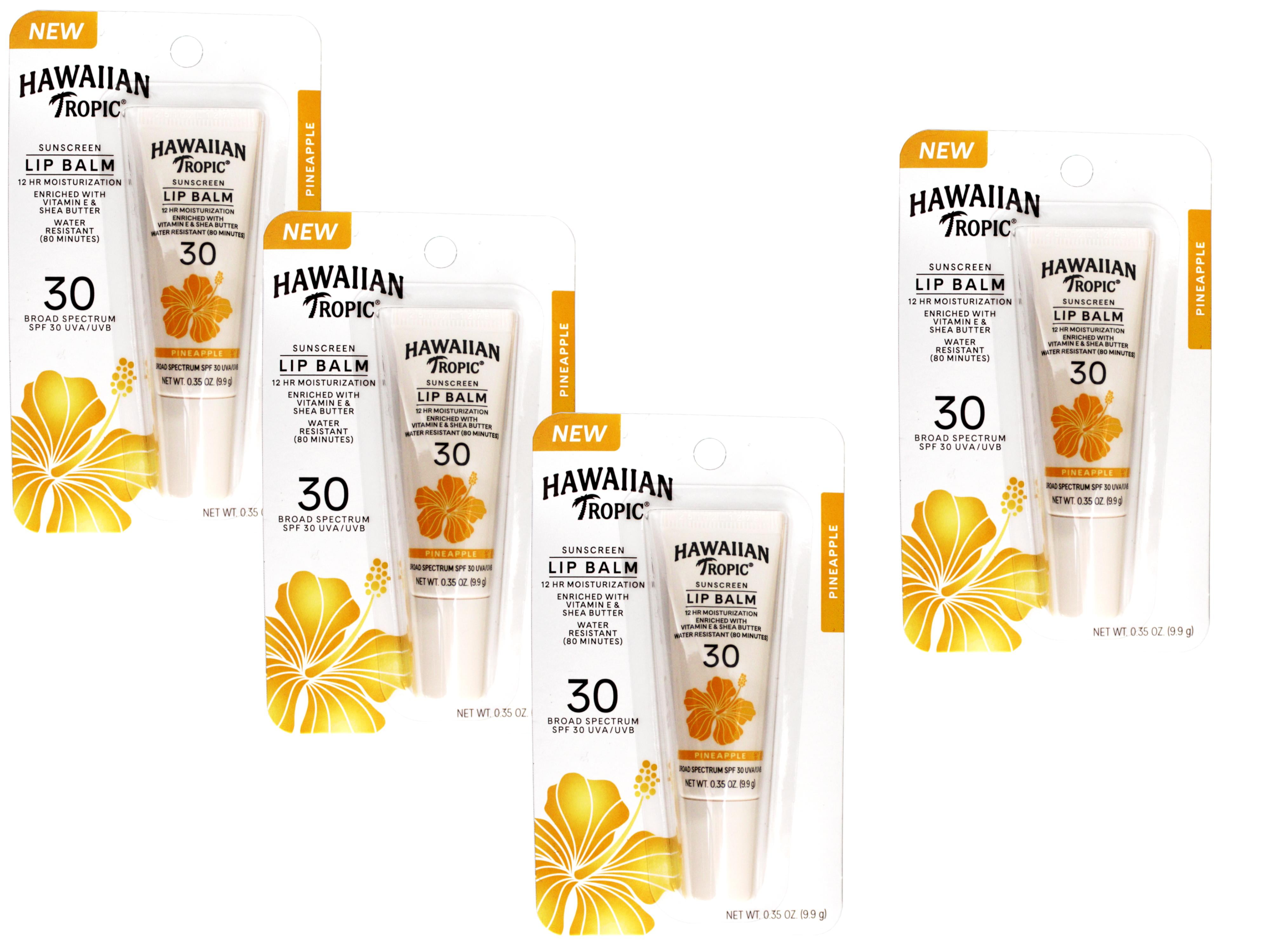 4 Pack - Hawaiian Tropic Sunscreen Lip balm SPF 30, Pineapple, 12Hr ...