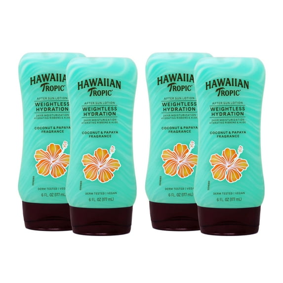 4 Pack Hawaiian Tropic Weightless Hydration After Sun Lotion, 6 Ounce