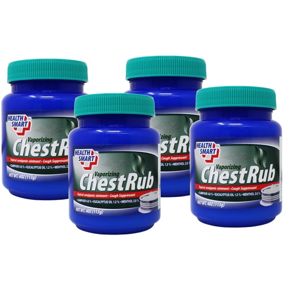 4 Pack - Health Smart Vaporizing Chest Rub, Soothing Relief for Cough & Congestion, 4 Ounce