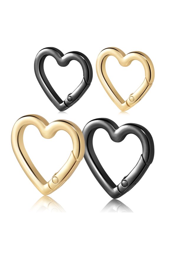 4-Pack Heart Carabiner Keychain Clips – Metal Spring Hooks for Bags, Water Bottles & Lanyards