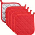 thumbnail image 1 of 4 Pack Heat Resistant Pot Holders For Kitchen 7 Inch Quilted Terry Cloth Hot Pads Oven Mitts For Cooking Baking Cast Mat，Red, 1 of 7