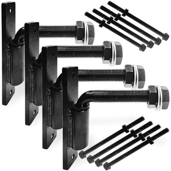 4-Pack Heavy Duty 5" J-Bolt Gate Hinge Set, 4800 lbs Capacity - No-Weld Installation with Pre-Welded Screws for Wood & Metal Gates, Includes 8 Reinforced Mounting Bolts$$Tools & Hardware Other