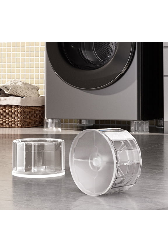 4-Pack Heavy Duty Adjustable Furniture Risers - 4 Inch Bed, Sofa & Table Lift Risers with Suction Cups, Clear Plastic, 3.1-4.3in Height Adjustable, Supports 60g Each