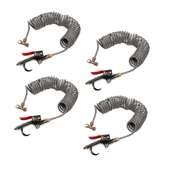 4 - Pack Heavy Duty Air Seat Blow Gun Kit for Cleaning Vehicle Dust, Debris, and Powder, 15-3/4' Nylon Hose