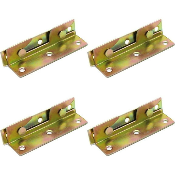 4 Pack Heavy Duty Bed Rail Brackets,Non-Mortise Furniture Hinge Connectors for Bed Frame,Brass Tone Steel Bed Fixing Hardware