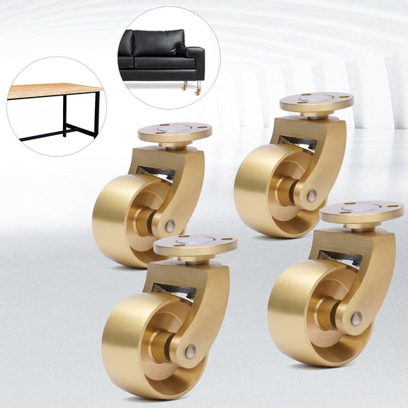 4 Pack Heavy Duty Brass Casters 360 Swivel Wheels  110lbs Load Capacity Each, Antique Gold Ball Caster with Screws for Furniture, Coffee Table, Bookshelf, Workbench, 1.38" Diameter