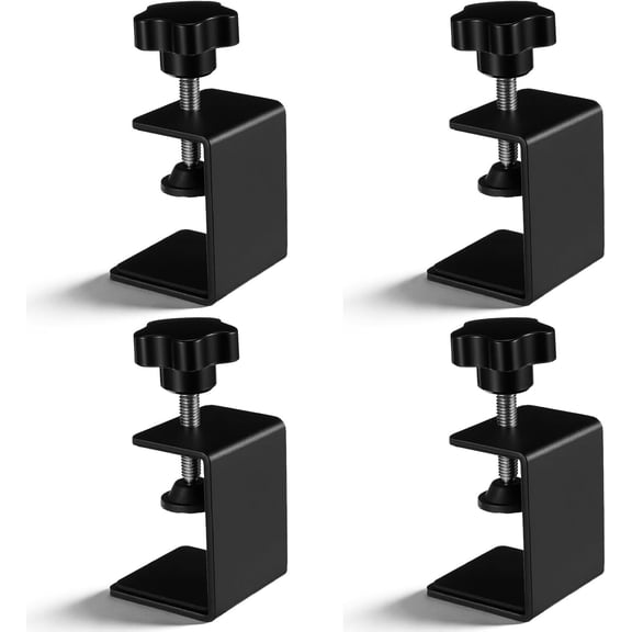4 Pack Heavy Duty C Clamp, Black Adjustable Woodworking Clamps Shelf Clamps for for Furniture Table Installation Desk Extension Panel Work Welding and Construction