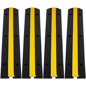 4-Pack Heavy Duty Cable Protector Ramps - 22,000 lb Load Capacity, Rubber Cord Cover for Driveway, Asphalt & Gravel, Traffic Rated Wire Hider and Speed Bump