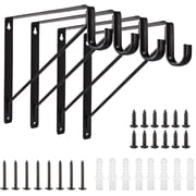 4 Pack Heavy Duty Closet Shelf & Rod Brackets, Wall Mounted Closet Shelf Brackets, 11 x 11 Inch Closet Shelf Brackets with Rod Support, Black