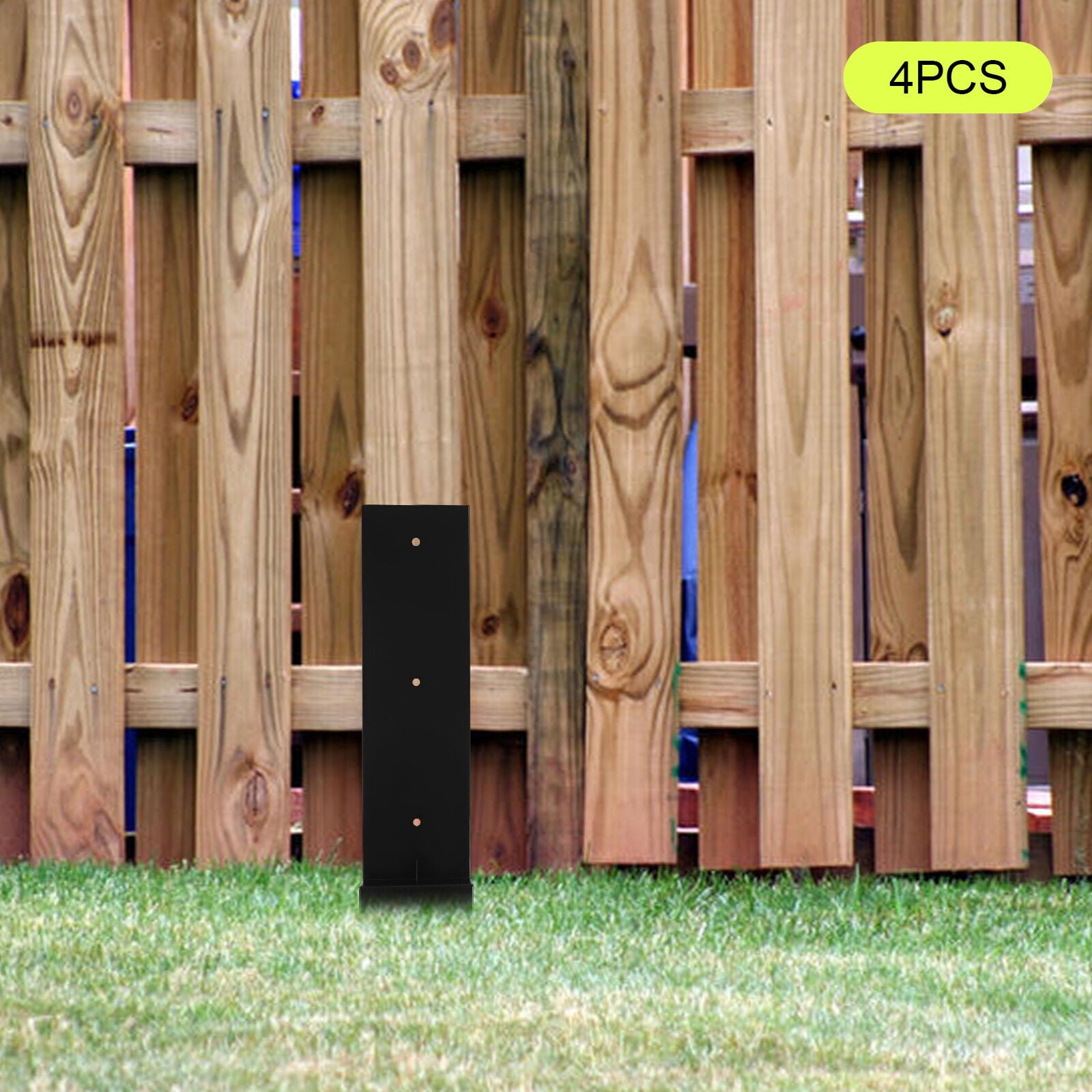 4 Pack Heavy Duty Fence Post Anchor Support Black Wood Fence Post Repair 6"*6"