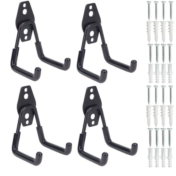 4-Pack Heavy-Duty Garage Hooks, Wall Mount Rack for Ladders, Hoses & Garden Tools