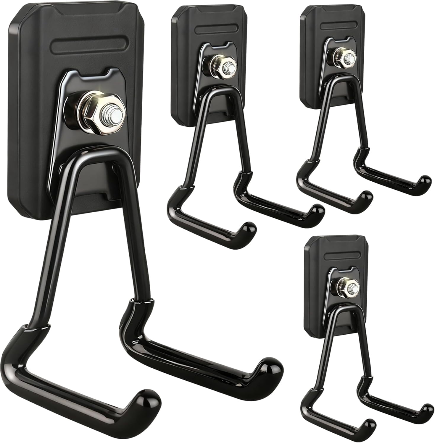 4 Pack Heavy Duty Garage Magnetic Hooks Extra Large Anti-Slip Coated Utility Magnet Tool Organizer for Hanging Garden Hoses Pegboard