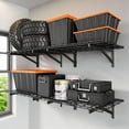 thumbnail image 1 of 4 Pack Heavy Duty Garage Wall Shelving Set (2x3ft), Wall Mounted Garage Shelves 1400lbs Capacity, 24"X72" Shelf Storage Rack Floating Shelves, Storage Racks for Shop, Shed, Storage Shelve, Black, 1 of 8