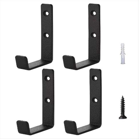 4 Pack Heavy Duty Metal J-Shaped Wall Mount Hooks, Multipurpose Storage Hooks for Garage, Truck & Home Tools