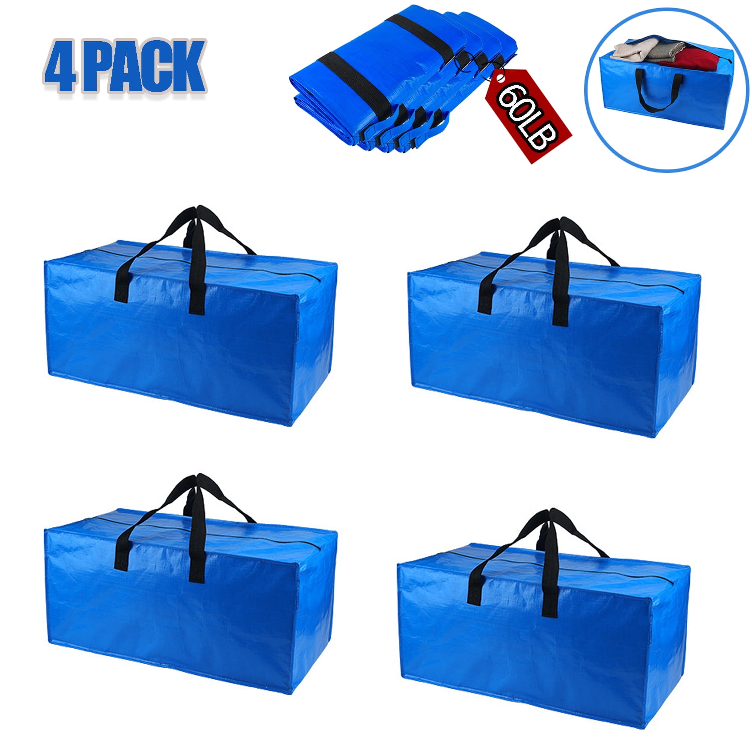 バッグ MATATABI SHAPE MEMORY SUPER MARKET BAG ZFITEI Heavy Duty Moving Bags 4 Pack Extra Large Storage