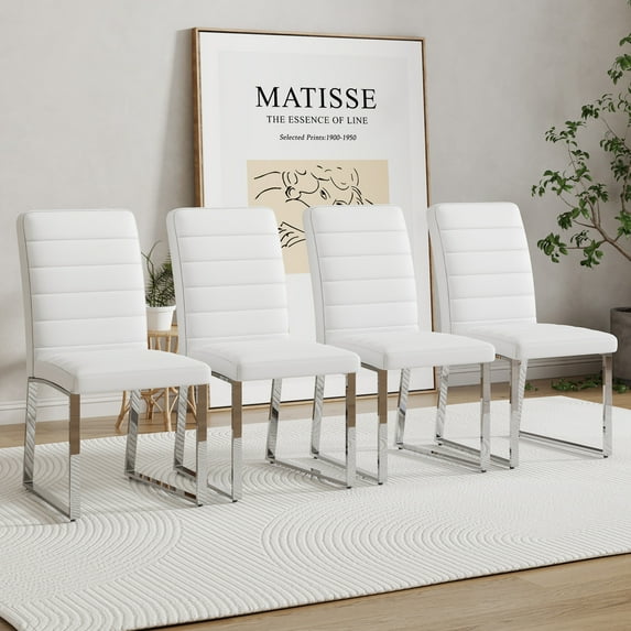 4-Pack Heavy-Duty Office & Dining Chairs: 2.1" Thick Cushioned Seats, Iron Frame Construction, Ergonomic Support for Home/Office Use, Classic Color Options