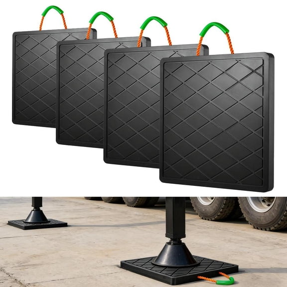 4 Pack Heavy Duty Outrigger Pads 12x12x1 Inches, Shock-Absorbing Stabilizing Blocks with Handle for Crane, Wrecker, Tow Truck, and Camper Jacks