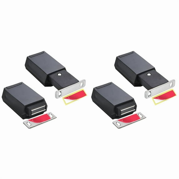 4 Pack Heavy Duty Push Latch & Lock for Hidden Door Touch Latches and Catch Magnet Push Release Drawer Pull Tip, Black