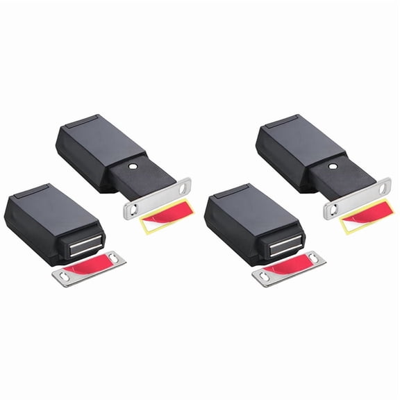 4 Pack Heavy Duty Push Latch & Lock for Hidden Door Touch Latches and Catch Magnet Push Release Drawer Pull Tip, Black