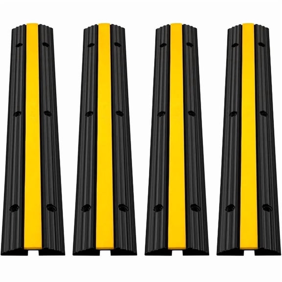 4 Pack Heavy Duty Rubber Cable Protector Ramps 22046 Lbs Load Capacity Cord Cover Speed Bump Driveway Hose Ramp