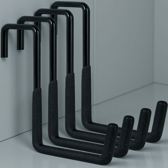 4 Pack Heavy Duty S Hooks for Garage, Rafter Hooks for Bike Ladder Hose Plant Chair, Black Large Fence Hangers