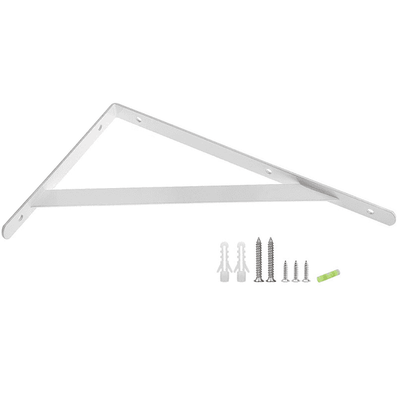 4 Pack Heavy Duty Shelf Brackets, 15cm x 9.5cm Wall Mount Steel L Shelf Bracket, Angle Brackets for Floating Shelves, Black Metal Powder-Coated White